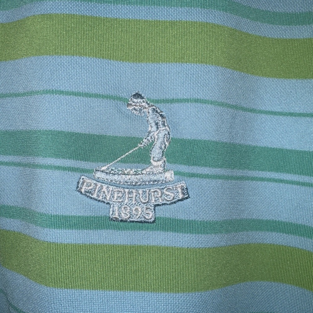 VTG Pinehurst Polo Shirt XL Green Blue Adidas Golf Stripes Performance CLIMALITE - Picture 4 of 8